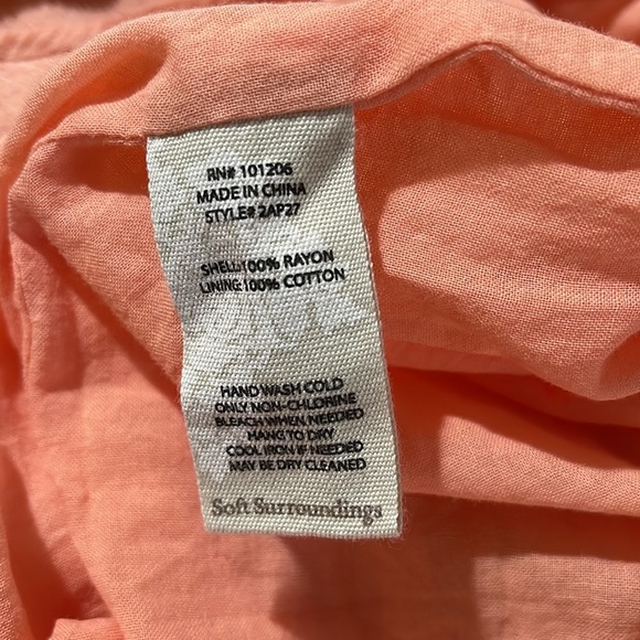 Soft Surroundings Bossa Nova Ruffle Off Shoulder Sleeves Dress in Salmon Large - Picture 6 of 7